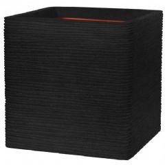 Capi Nature Ribbed Square Planter Range - Black