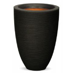 Capi Nature Ribbed Elegant Low Vase Range - Black