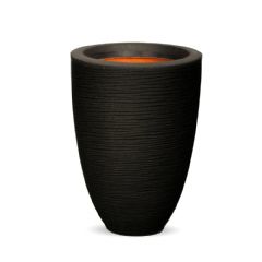 Capi Nature Ribbed Elegant Low Vase - Black - Diameter 46cm x H58cm