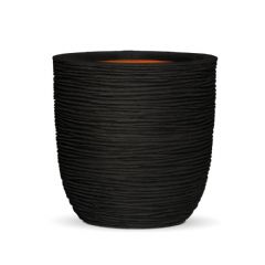 Capi Nature Ribbed Pot Ball Planter - Black - Diameter 54cm x H52cm