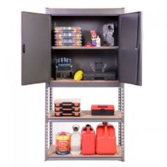 StoreMore Silver Heavy Duty Half Cupboard / Half Shelves Storage Unit