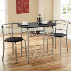 Greenhurst Compact Two Seat Indoor Dining Set in Black and Silver
