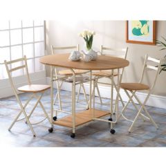 Greenhurst Four Seat Stowaway Indoor Dining Set in Oak and Buttermilk