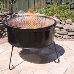 Gardeco Chimalin AFC Atlas Jumbo Fire Bowl with Stand and BBQ Grill - Glazed Black