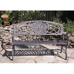 Gardeco Cast Iron Green Man 3 Seater Bench - Black