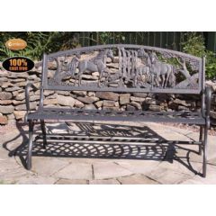 Gardeco Cast Iron Unicorn 3 Seater Bench - Black
