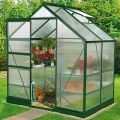 Vitavia Apollo 2500 Greenhouse - Green Frame with 6mm Polycarbonate Panels - 6ft x 4ft