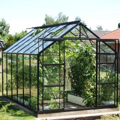 Vitavia Jupiter Black Frame Greenhouses - Toughened Glass
