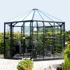 Vitavia Hera Black Frame Greenhouses - Toughened Glass