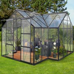 Vitavia Sirius 13000 Greenhouse - Black Frame with 3mm Toughened Glass - 12ft x 12ft