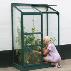 Vitavia Ida Green Frame Lean-To Greenhouses - Toughened Glass