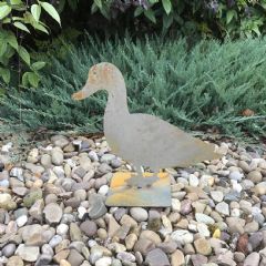 Poppyforge Duck Decorative Garden Character with Base - Rust