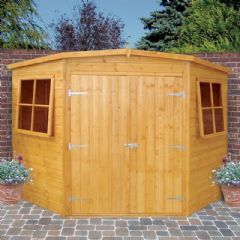 Shire tongue and Groove Double Door Corner Shed - W8ft x D8ft