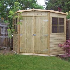 Shire Pressure Treated Shiplap Double Door Corner Shed - W8ft x D8ft