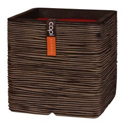 Capi Nature Square Ribbed Planter - Dark Brown - W40cm x D40cm x H40cm