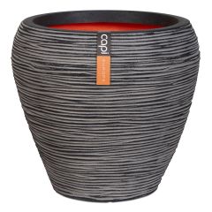 Capi Nature Vase Taper Round Ribbed Planter - Anthracite - Diameter 42cm x H38cm