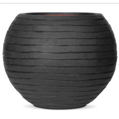 Capi Nature Vase Ball Ribbed Planter Range - Black