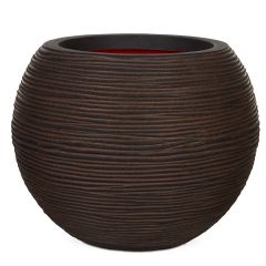 Capi Nature Vase Ball Ribbed Planter Range - Dark Brown