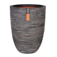 Capi Nature Vase Elegant Low Ribbed Planter Range - Anthracite
