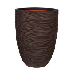 Capi Nature Vase Elegant Low Ribbed Planter - Dark Brown - Diameter 36cm x H47cm