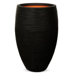Capi Nature Vase Elegant Deluxe Ribbed Planter Range - Black