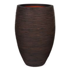 Capi Nature Vase Elegant Deluxe Ribbed Planter Range - Dark Brown