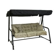 Glendale 3 Seater Black Frame Swing Seat - Nancy Noir