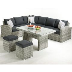 Glendale Broadwater 5 Seater Corner Set - Glass Top - Two Tone Grey