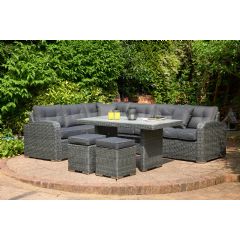Glendale Broadwater 5 Seater Corner Set - Glass Top - Charcoal