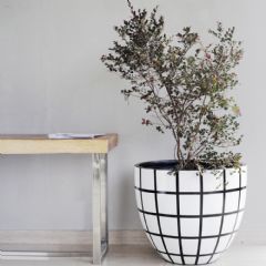 Satu Bumi Black Base White Squares Designer Planter
