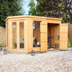 Mercia Corner Summerhouse with Side Shed - W11ft x D7ft