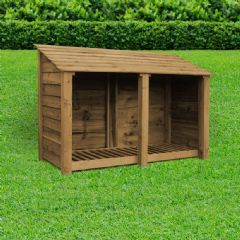Rutland County Hambleton 4ft High Log Store - Rustic Brown