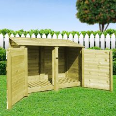 Rutland County Hambleton 4ft High Log Store with Doors - Light Green