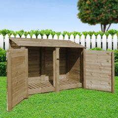 Rutland County Hambleton 4ft High Log Store with Doors - Rustic Brown