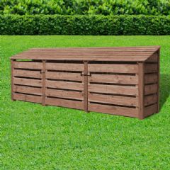 Rutland County Empingham 4ft High Slatted Log Store with Doors - Rustic Brown