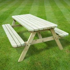 Rutland County Oakham Rounded Picnic Benches - Light Green