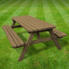 Rutland County Oakham Rounded Picnic Benches - Rustic Brown