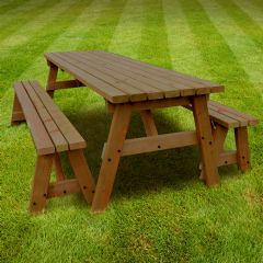 Rutland County Oakham Picnic Table and Bench Sets - Rustic Brown