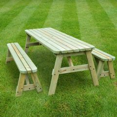 Rutland County Oakham Rounded Picnic Table and Bench Sets - Light Green