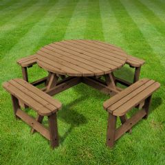Rutland County Whitwell 200cm Circular Table Set - Rustic Brown