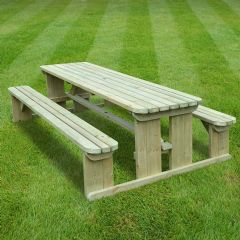 Rutland County Tinwell Rounded Picnic Benches - Light Green