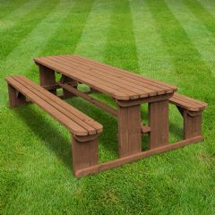 Rutland County Tinwell Rounded Picnic Benches - Rustic Brown