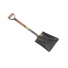 Lasher Tools Heavy Duty Square Mouth Shovel with Wooden Shaft and Metal Hilt