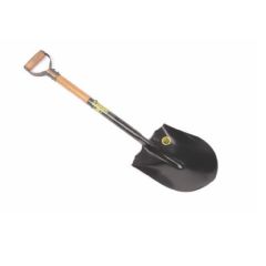 Lasher Tools Round Nose Open Socket Shovel with Wooden Shaft and Metal Hilt