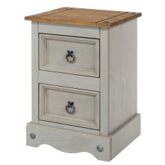 Core Products Corona Grey Double Drawer Petite Bedside Cabinet