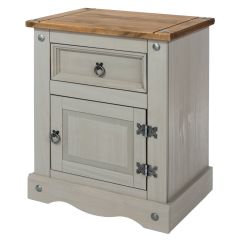 Core Products Corona Grey Single Drawer and Door Bedside Cabinet