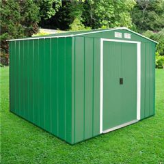 Sapphire Metal Apex Shed - Green - W8ft x D8ft
