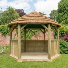 Forest Garden 3.6m Hexagonal Wooden Garden Gazebo with Thatched Roof - Roof Lining