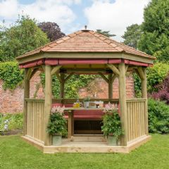 Forest Garden 3.6m Hexagonal Wooden Garden Gazebo with Cedar Roof