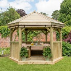 Forest Garden 3.6m Hexagonal Wooden Garden Gazebo with Timber Roof